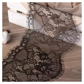 Кружево реснички, 160 мм × 3 ± 0,5 м, цвет чёрный