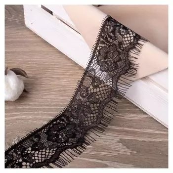 Кружево реснички, 50 мм × 9 ± 1 м, в бобине 3 шт по 3 м, цвет чёрный