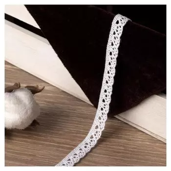 Кружево вязаное, 10 мм × 15 ± 1 м, цвет белый