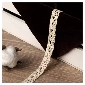 Кружево вязаное, 13 мм × 15 ± 1 м, цвет бежевый