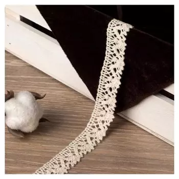 Кружево вязаное, 15 мм × 15 ± 1 м, цвет бежевый