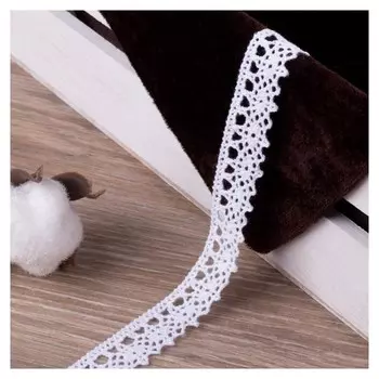 Кружево вязаное, 15 мм × 15 ± 1 м, хлопок, цвет белый