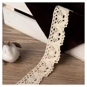 Кружево вязаное, 30 мм × 15 ± 1 м, цвет бежевый