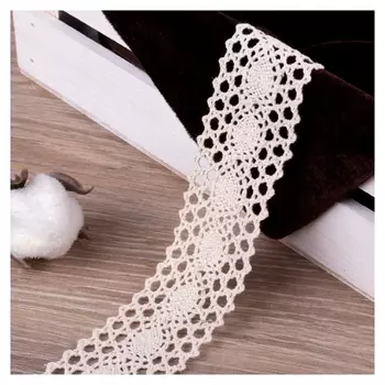 Кружево вязаное, 35 мм × 15 ± 1 м, цвет бежевый