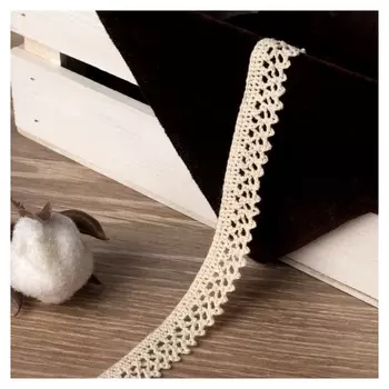 Кружево вязаное бежевое для декора одежды и текстиля