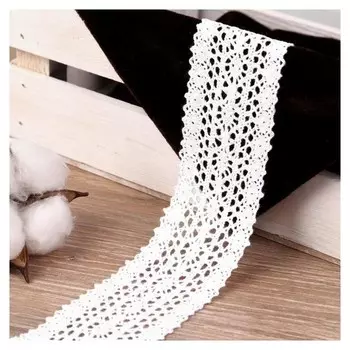 Кружево вязаное, хлопок, 45 мм × 10 ± 1 м, цвет кипенно-белый