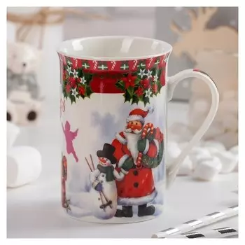 Кружка «Дед мороз и снеговик с лыжами», 300 мл