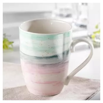 Кружка доляна «Эбру», 350 мл, цвет зелено-розовый