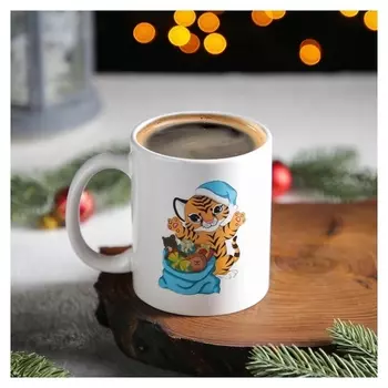 Кружка-хамелеон доляна «Новый год. тигр с подарками», 350 мл