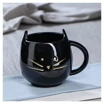 Кружка "Кошка" чёрная, 0.45 л