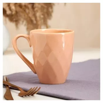 Кружка "Кристалл", бежевая, керамика, 0.4 л