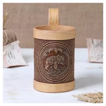 Кружка «Медведь», 8×8×12 см, береста