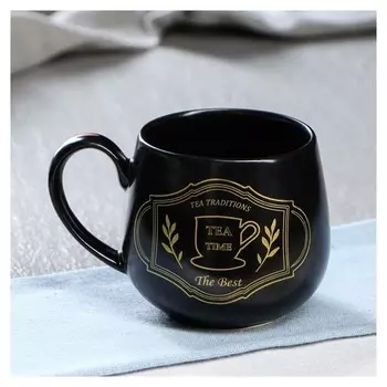 Кружка "Петелька" чай, 0,38 л черная