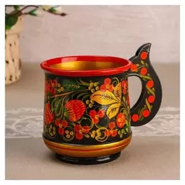 Кружка пивная, 0,4 л., 11х10 см, хохлома