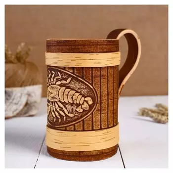 Кружка "Рак", 500 мл, береста