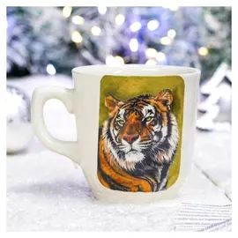 Кружка "Сумская с тигром", белая, деколь, керамика, 0.35 л