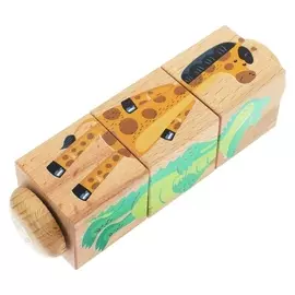 Кубики деревянные на оси «Зоопарк» 3 кубика