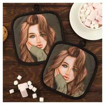 Кух. набор 2 пр. этель Love Life "Крутая", прихв. 17*17 см - 2 шт,100% п/э