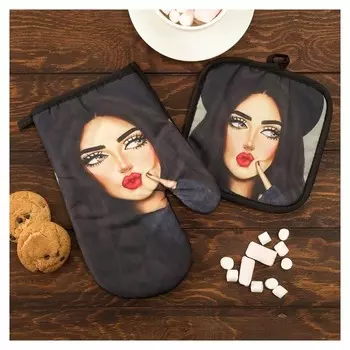 Кух. набор 2 пр. этель Love Life "Смелая", прихв. 17*17 см, рукав. 26*16 см,100% п/э