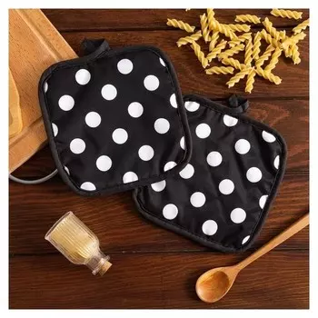 Кух. набор 2 пр. доляна "Горох" цв.черный, прих. 17*17 см - 2 шт,100% п/э