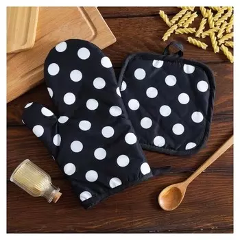 Кух. набор 2 пр. доляна "Горох" цв.черный, прих. 17*17 см, рукав. 26*16 см,100% п/э