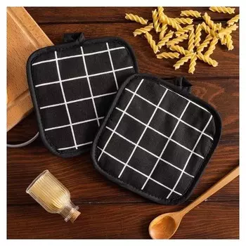 Кух. набор 2 пр. доляна "Клетка"цв.черный, прих. 17*17 см - 2 шт,100% п/э