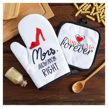 Кух. набор 2 пр. доляна "Mrs Right", прих. 17*17 см, рукав. 26*16 см,100% п/э