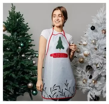Кухонный фартук Happy New Year, полиэстер, размер 50х70 см
