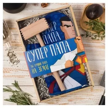 Кухонный набор "Супер папа" варежка-прихватка 20х28 см, молоток