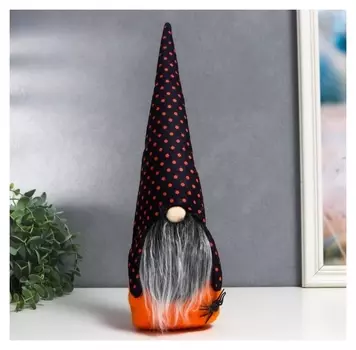 Кукла интерьерная "Гном с пауком в колпаке в горох" 40х9х7 см