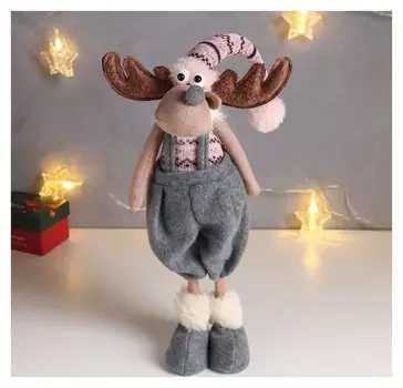 Кукла интерьерная "Лосяш в серых шортиках и розовом колпаке" 52х13х15 см