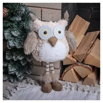 Кукла интерьерная Сова с полосатыми ножками 37 см