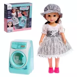 Кукла классическая «Мира хозяюшка» в комплекте со стиральной машинкой, звук