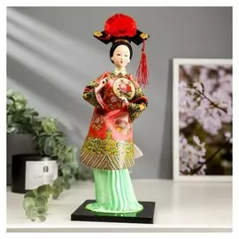 Кукла коллекционная "Китаянка в традиционном наряде с опахалом" 33,5х12,5х12,5 см