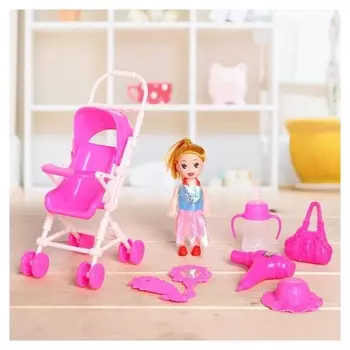 Кукла малышка "Ляля" в коляске, с аксессуарами