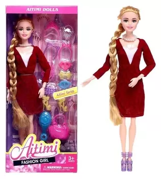 Кукла-модель шарнирная «Рая» в платье, с аксессуарами