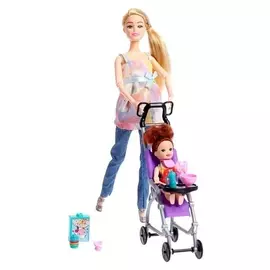 Кукла модель шарнирная «София» с малышом, коляской и аксессуарами