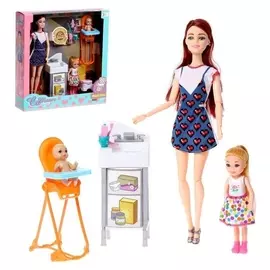 Кукла модель шарнирная «Стефани с малышами» с мебелью и аксессуарами