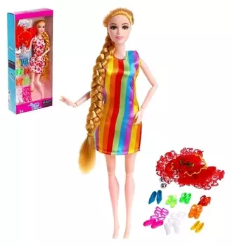 Кукла модель шарнирная «Тина» в платье, с аксессуарами