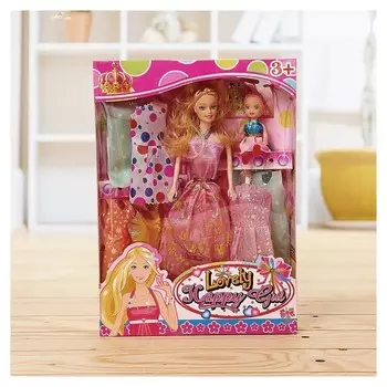 Кукла модель «Вика» с малышкой, с набором платьев