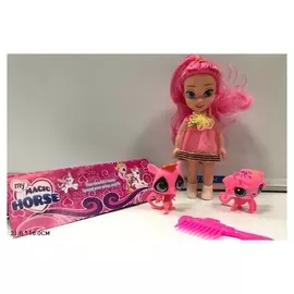 Кукла с розовыми питомцами