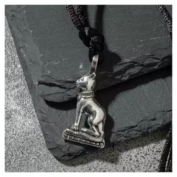 Кулон-амулет "Бастет", цвет чернёное серебро, 37 см
