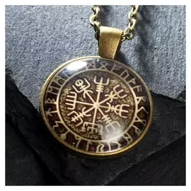 Кулон-амулет "Компас вегвизир" на цепочке, цвет бронзовый