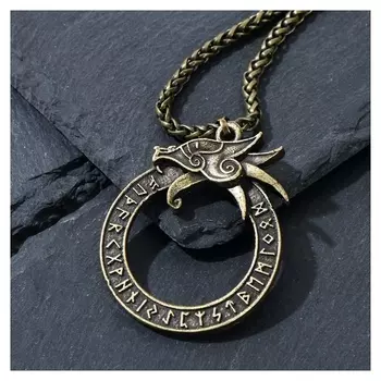 Кулон-амулет "Мидгардсорм" сын локи, цвет чернёное золото, 50см