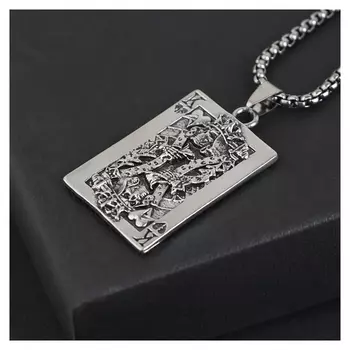 Кулон-амулет "Помпеи" карта, цвет чернёное серебро, 70 см