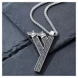 Кулон-амулет "Руны" деньги, цвет чернёное серебро, 50см