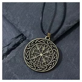 Кулон-амулет "Тёмный манускрипт" компас, цвет чернёное золото, 50см