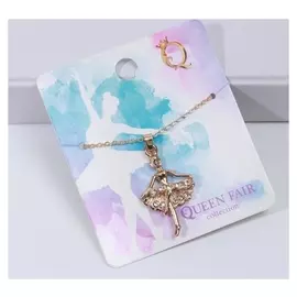 Кулон "Балерина" в танце, цвет белый в золоте, 45 см