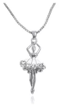 Кулон "Балерина" в юбке, цвет белый в серебре, 45 см