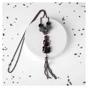 Кулон "Безумие" восьмиугольники, цвет серый, L=70